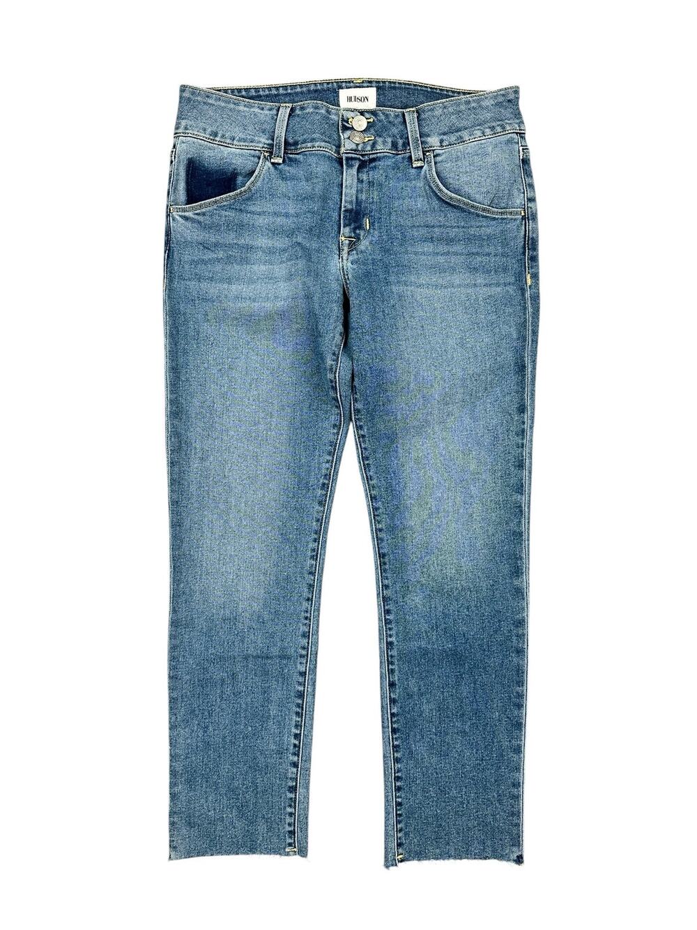 Hudson Collin Mid-Rise Straight Crop Jeans Virgo Blue — Size 29